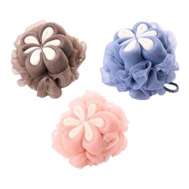 Mikinona 3Pcs Supple Bath Loofah Sponges for Home Use with Lanyard Design Exfoliating Bathing Tools for Smooth Skin Random Color Convenient Storage Random Color