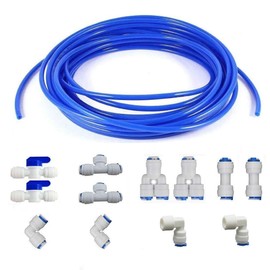 MATTOX 1/4" Quick Connect Water Purifiers Tube Fittings for RO Water Reverse Osmosis System Pack Of 12（Ball Valve+Y+L+I+T Type）+5 meters（15 feet） tubing hose pipe for RO Water Reverse Osmosis System