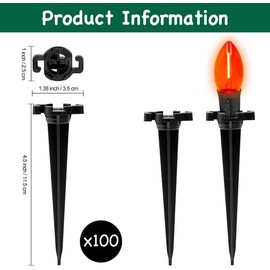 100 PCS Christmas Yard Stakes, 4.5 Inch Plastic Light Stakes C7 C9 Light Stake Universal Light Stakes for Outdoor Holiday Lights Use on Garden Lawn Patio Path Walkway（Black）