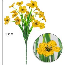 PJYHOME 12Pcs UV Resistant Artificial Flowers Artificial Violet Outdoor Decor Realistic Faux Plants Silk Flowers No Fade for Patio Hanging Baskets Garden Pots Farmhouse Yard (Yellow)