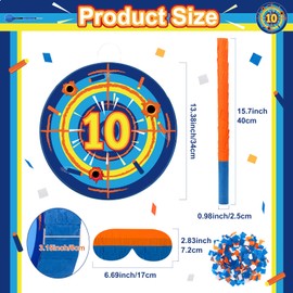 Sotiff Dart Piñata Large Dart Theme Battle Piñata Set Bullseye Piñata with Stick Blindfold Confetti Dart Gun Shooting Target Piñata for Boy Girl Birthday Party Game Favors 14X14 Inch