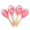 4 Pcs Maracas, 9 Inch Wooden Maraca Instrument (Pink-Smile)