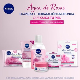 Kit Nivea Agua de Rosas: Gel Hidratante Facial 50 ml Agua Micelar Desmaquillante 400 ml Gel Facial Limpiador 150 ml