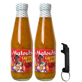 Matouk's Calypso Sauce 10-Ounce Bottles (Pack of 2) with Keychain Bottle Opener in Sealed O That's Good Packaging (Pack of 2)