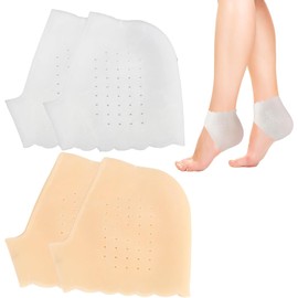 Protectores de Talón de Gel, Plantillas Talón Gel de Silicona para Hombres y Mujeres, Aliviar el dolor en el Talón de Fascitis Plantar, Sanar los Talones Secos y Agrietados