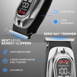 SIDHGN Professional Hair & Beard Trimmer, Zero Gapped, Close Cutting, Mini Cordless Beard Trimmer for Men, Hair Trimmer Kit for Household, Carbon Steel T-Outliner Blade, Mens Gifts, Gray