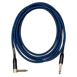 Cascha Professional Line Guitar Cable, Angled, Tweed Blue, 6 m