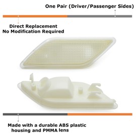 iJDMTOY Euro OEM-Spec Clear Lens Front Bumper Side Marker Lamp Housings Compatible With Mercedes 2010-2013 W212 E-Class E300 E350 E550 E63 AMG 4-Door Sedan/Wagon