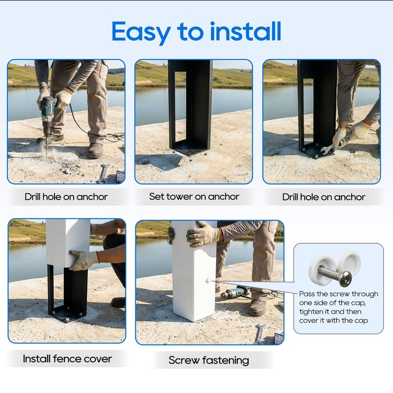Coliwel 2 Pack 5x5 Vinyl Fence Post Concrete Mount Fits