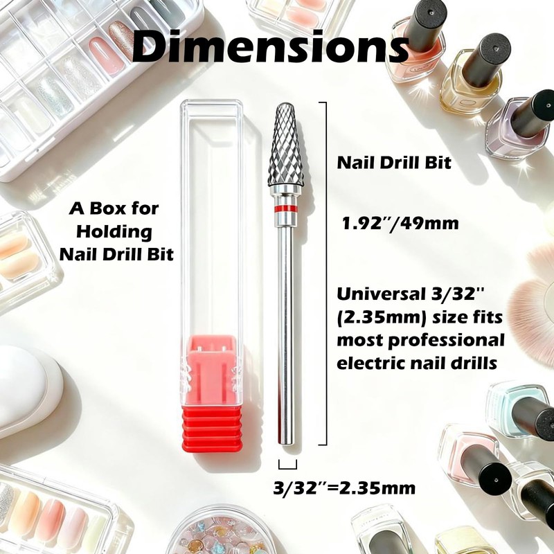 FANTEXY 3/32" Nail Drill Bit Professional Carbide Tungsten Drills Bit,Acrylic