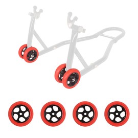 MOTO4U Motorcycle Stand Wheels Replacement for Front Lift Stand Rear Stand Triple Tree Stand Single-sided Swingarm Stand 4PC Tyres Red