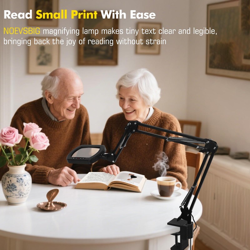 Magnifying Glass with Light Square Magnifier Desk Lamp 10X Close