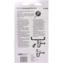 LDR 505 6420 Kitchen Dishwasher 1-1/2" x 8" Sweat Branch Tailpiece