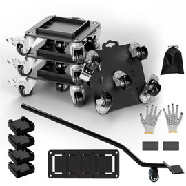 Furniture Dolly 5 Wheels Heavy Duty with Removable Side Guards,3307 Lbs Capacity,360° Rotating Wheels & Tail Brake,Furniture Movers Lifter Tool for Sofas,Beds, Appliances,–Stable,Safe,and Easy to Use