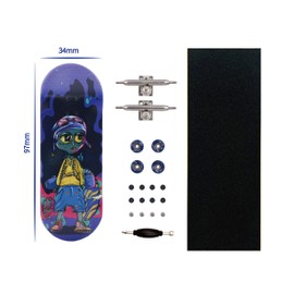 RACOFSB Pro Fingerboard 34mm Wooden Board Professional Finger Skateboard Trucks CNC Swirl Wheels (Alien)