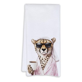 Cabana Bro Pink Leopard Hand Towels for Bathroom, Trendy Funny Cheetah Bathroom Decor, Trendy Funky Cheetah Coffee Kitchen Dish Towels, Pink Leopard Gifts for Women, Coffee Lover Gifts, 16x24 Inch