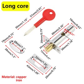 Ctyjia 1PCS Door Security Rack Bolt, Mortice Door Bolt with Star Key, Anti-Theft Door Lock Bolt, Security Mortice Rack Bolts, Dead Bolts for Doors Windows, 60mmx30mm