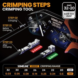 SOMELINE Crimp Tool Connector Kit, JST-XH 2.5mm/Du Pont 2.54mm Connector Set, 21 Types of Connectors, 30-20 AWG Ratcheting Crimper for JST Series,KF2510,Molex,AMP EI Series