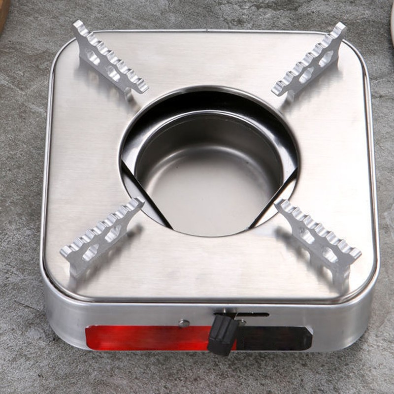 Square Camping Stove Fast Heating Adjust Fire Portable Alcohol Burner