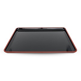 JapanBargain, Japanese Serving Trays Plastic Lacquered Bento Tray Dinner Tray Tea Tray Ottoman Coffee Table Tray TV Tray Butler Tray, Black and Red Color, Made in Japan, 19x14.5 inch, 4-Pack