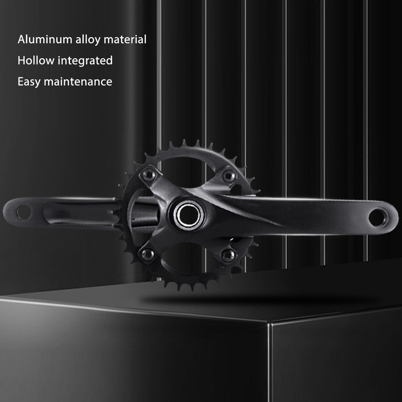 34T Bike Crankset Hollow Integrated Single Speed Round Chainring Aluminium