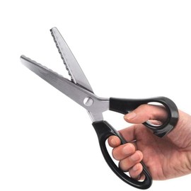 Fabric Pinking Shears Craft Scissors，Serrated Scalloped stainless Steel Handled Professional Sewing black Scissors, Scissors for Leather, Tailoring, Paper Crafts Hand shears etc. (Scalloped10mm)