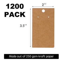 1200 Pack Earring Cards - Earring Display Cards - Custom Earring Cards For Earring Display - Hanging Earrings - Bulk Earring Cards - 2 x 3.5 Inches - Brown (Pack of 1200)