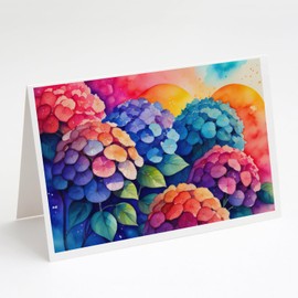 Hydrangeas in Color Greeting Cards and Envelopes Pack of 8