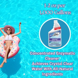 Natural Enzyme Hot Tub Water Clarifier – Eco-Friendly Water Treatment for regular & inflatable Hot Tubs, Pools, Jacuzzi's, Fountains and Cold Plunge, Reduces Chemicals, Enhances Filter Life. (1-Quart)