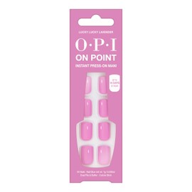 OPI On Point Lucky Lucky Lavender | Short Round Pink Lavender Press On Nails | With Nail Glue | Long Lasting, Reusable, Non-damaging