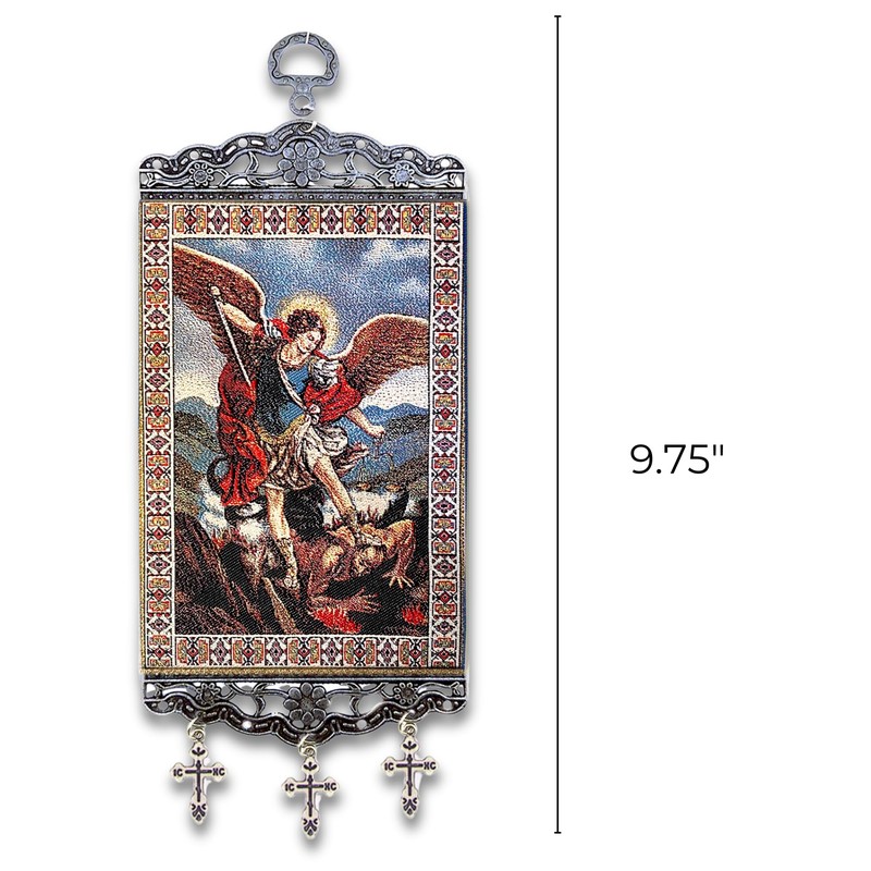 Needzo Archangel Michael Tapestry Icon Banner with Crosses, Wall &