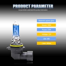 Slykew 2 PCS Car Halogen Bulb, 12V 55W Waterproof Quartz Glass Super Bright Vehicle Low Beam Replacements, Universal Automotive Lighting Bulb Accessories for Truck SUV Car (White Light #9006)