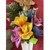 Floral trellis Angel graveside Arrangement 21 Inches Blue, Yellow, Pink,
