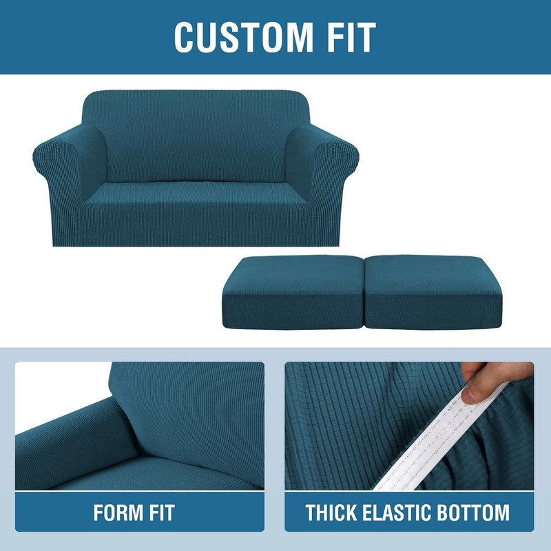 H.VERSAILTEX 3 Piece Stretch Sofa Covers for 2 Cushion Loveseat