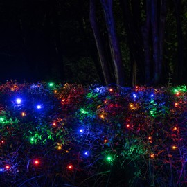 Wintergreen Lighting SoftTwinkle Pulsing Net Twinkle Lights, Outdoor Twinkling Christmas Lights, Green Wire (70 Lights, 4’ x 6’ Net, Multicolor)