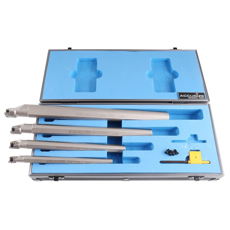 Accusize Industrial Tools Sclcr 4 Pc Indexable Boring Bar Set,