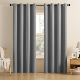 CUCRAF Light Grey Blackout Curtains 90 inch Length 2 Panels Set, Room Darkening Drapes for Living Room Bedroom, Thermal Insulated Light Blocking Grommet Window Curtain (W52 x L90 Inch)