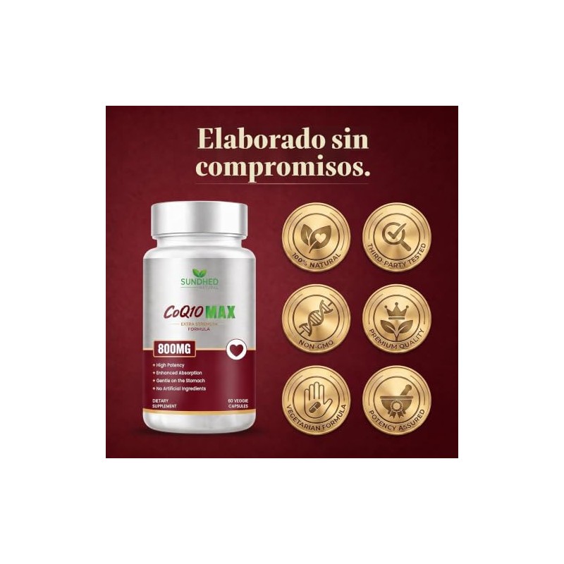 CoQ10 Max 800 mg - Suplemento Alimenticio con Coenzima Q10