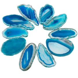 rockcloud 10 Pcs Agate Light Table Slices, Healing Crystals Geode Stones,Irregular Home Decoration Jewelry Making,Blue