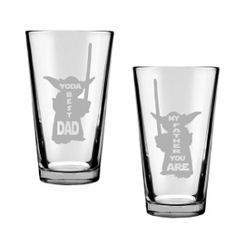 My Father You Are and Best Dad Pint Drinking Glass Set of 2: Engraved Best Dad Gift Set