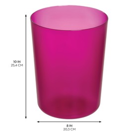 iDesign Small Round Plastic Trash Ideal for Bathroom, Bedroom, or Office-Set of 2-Magenta Pink Waste Can