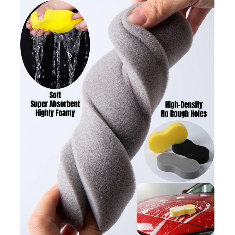 K-STH (5 Pack) Microfibre Car Cleaning Sponges & High-Density Car