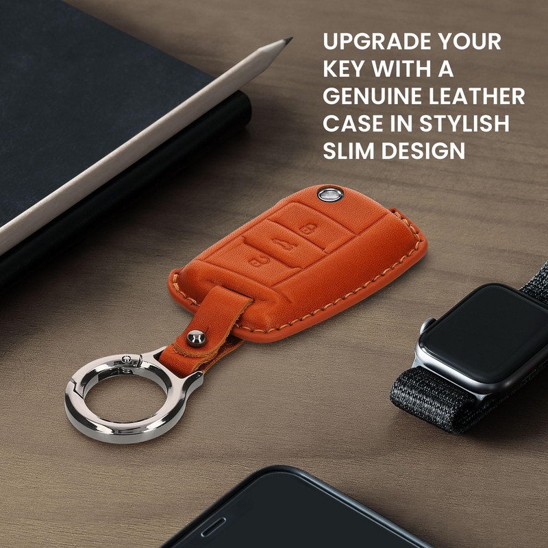 kwmobile Premium Leather Car Key Protective Case Compatible with VW