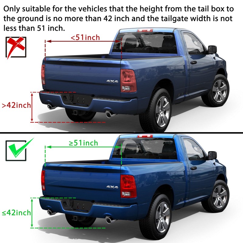 42" Foldable Pickup Truck Tailgate Ladder with Grab Handle |