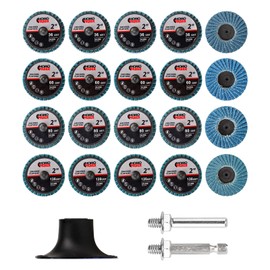 HOMO FABER 21 PCS 2 Inch Die Grinder Flap Disc, with 1/4" Holder, Grit 36/60/80/120, Roloc Disc 2 Inch for Die Grinder Surface Prep Strip Grind Polish Finish Burr Rust Paint Removal