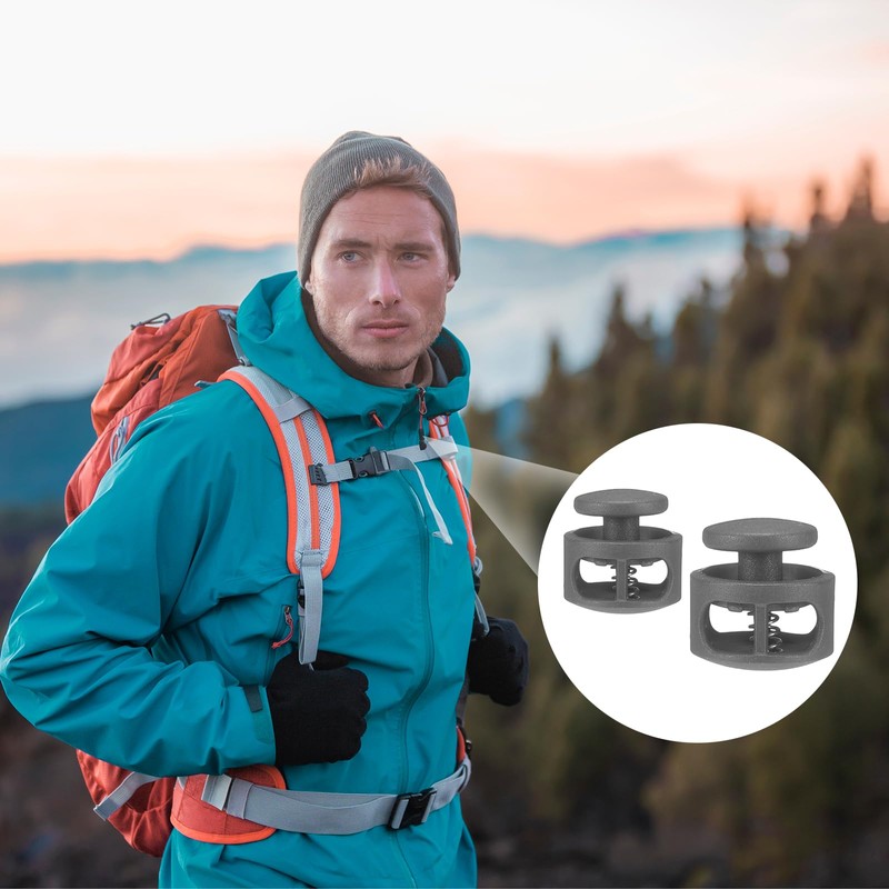 sourcing map 20pcs Plastic Cord Locks Double Hole Spring Toggle
