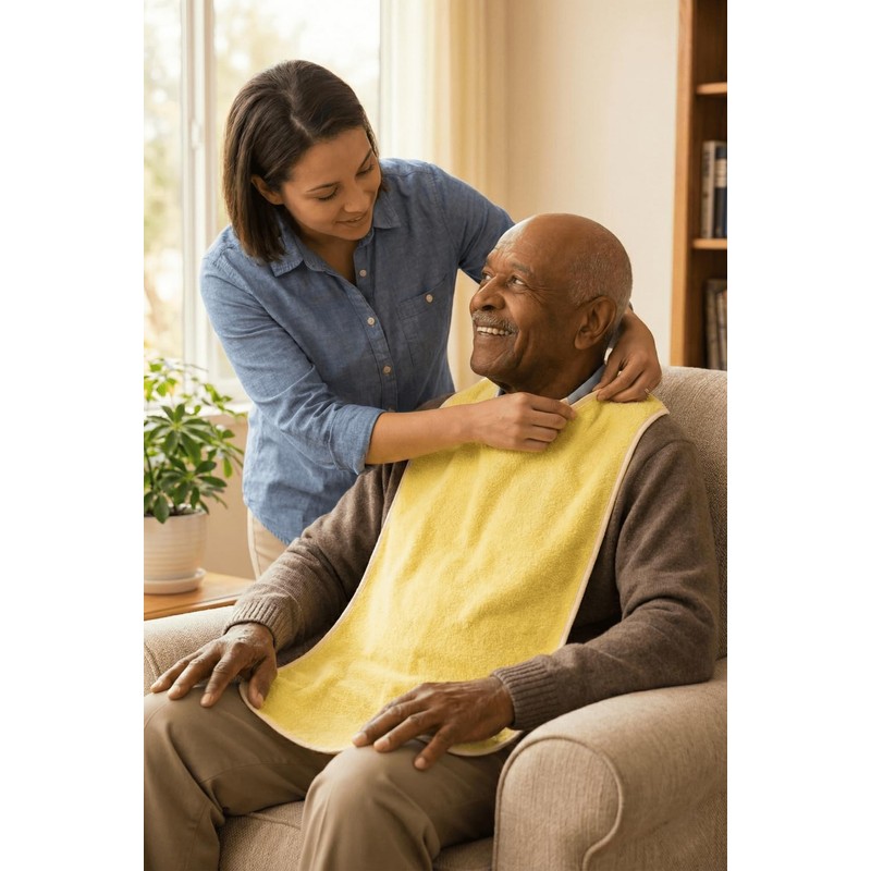 3 Pack Adult Bibs Terry Cloth Clothing Protector Hook and