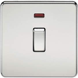 SCREWLESS 20A 1G DP SWITCH WITH NEON - POLISHED CHROME