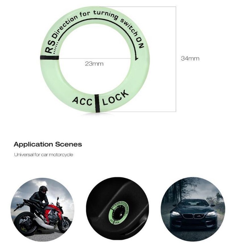 Car Ignition Switch Cover Luminous Key Ring Hole Cover Sticker