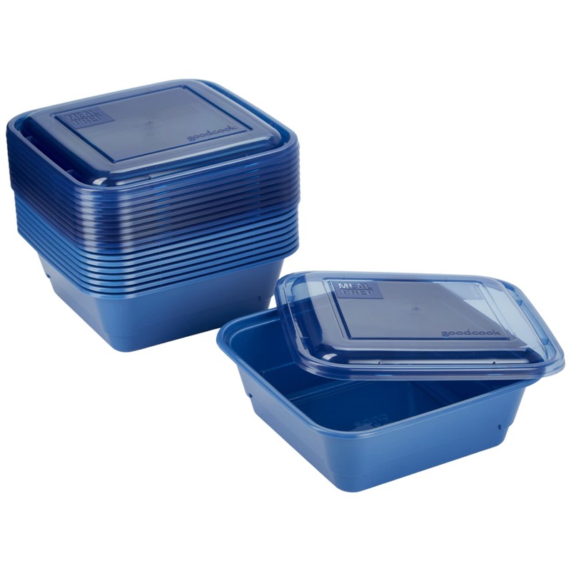GoodCook Meal Prep 3 Cup Square 10 units, Blue, BPA
